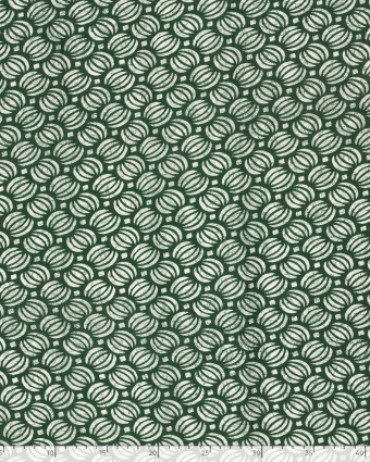 Voile de Coton Esprit Indien Motif Ethnique Vert Foncé - Mercerine