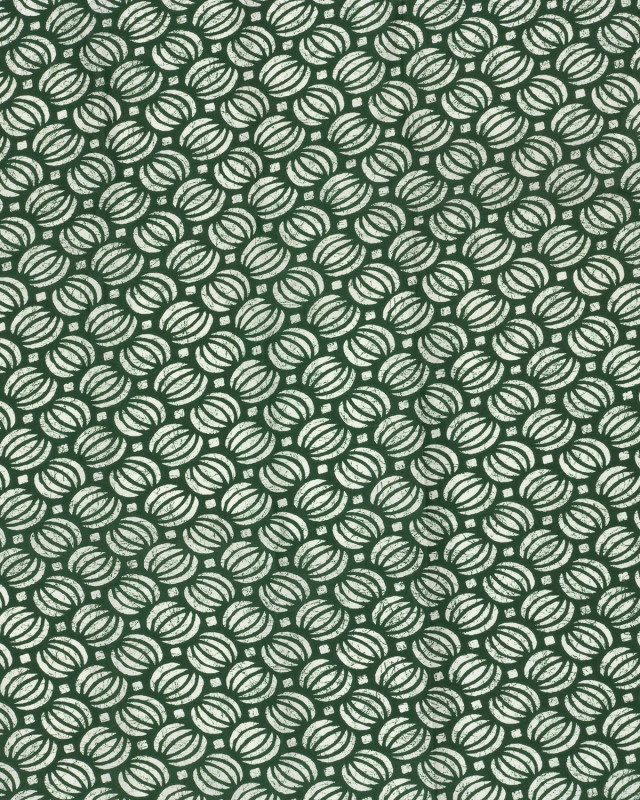 Voile de Coton Esprit Indien Motif Ethnique Vert Foncé - Mercerine