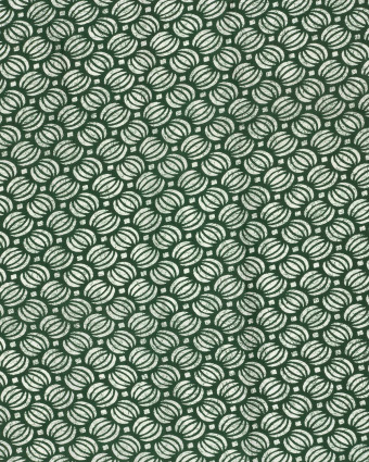 Voile de Coton Esprit Indien Motif Ethnique Vert Foncé - Mercerine