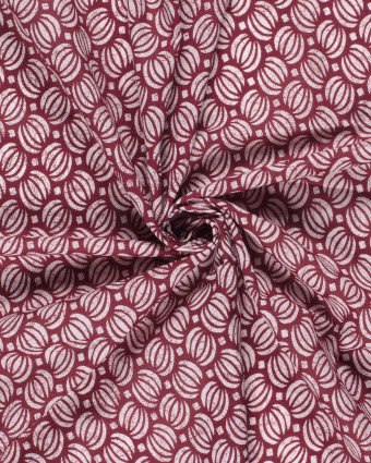 Voile de Coton Esprit Indien Motif Ethnique Framboise - Mercerine