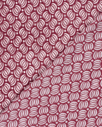 Voile de Coton Esprit Indien Motif Ethnique Framboise - Mercerine