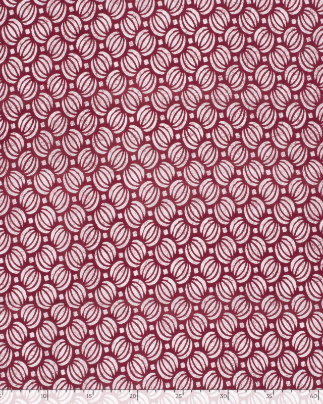 Voile de Coton Esprit Indien Motif Ethnique Framboise - Mercerine