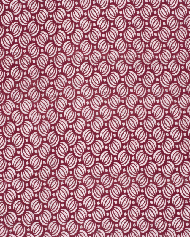 Voile de Coton Esprit Indien Motif Ethnique Framboise - Mercerine