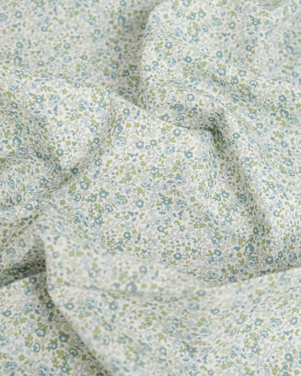 Popeline de Coton Imprimée Fleurs Bleu