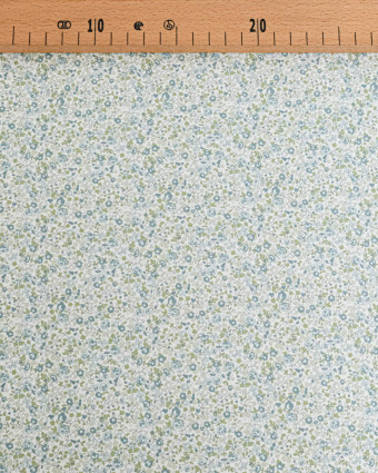 Popeline de Coton Imprimée Fleurs Bleu - Mercerine
