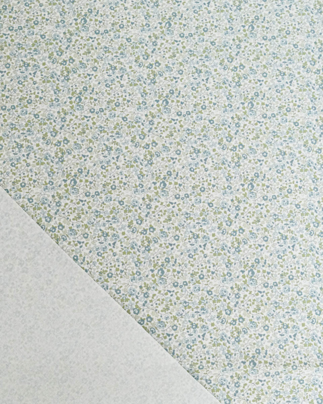 Popeline de Coton Imprimée Fleurs Bleu - Mercerine