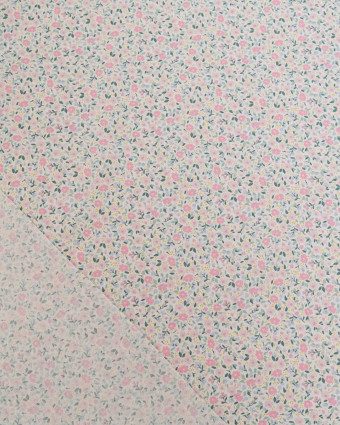 Popeline de Coton Imprimée Fleurs Rose Layette- Mercerine