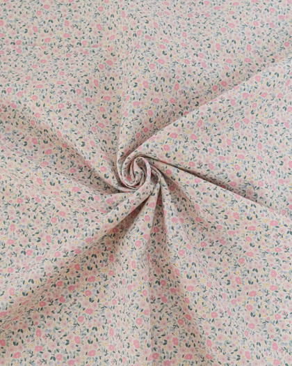 Popeline de Coton Imprimée Fleurs Rose Layette