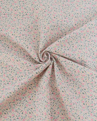 Popeline de Coton Imprimée Fleurs Rose Layette