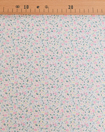 Popeline de Coton Imprimée Fleurs Rose Layette- Mercerine