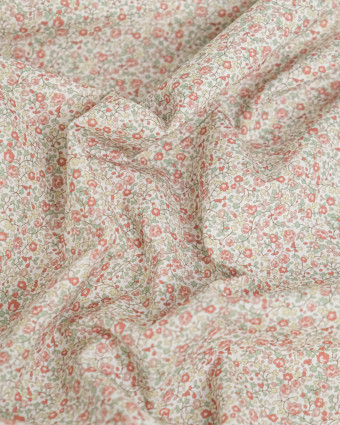 Popeline de Coton Imprimée Fleurs Sauge - Mercerine