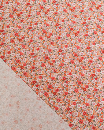 Popeline de Coton Imprimée Fleurs Terracotta - Mercerine