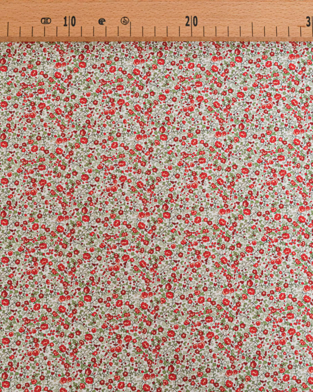 Popeline de Coton Imprimée Fleurs Rouge - Mercerine