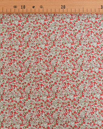 Popeline de Coton Imprimée Fleurs Rouge - Mercerine