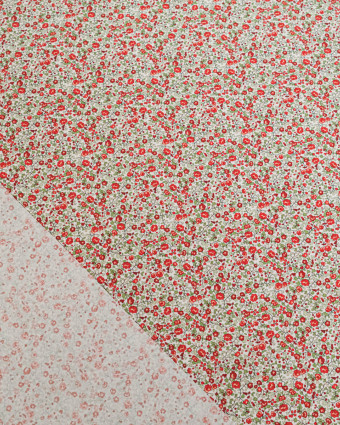 Popeline de Coton Imprimée Fleurs Rouge - Mercerine