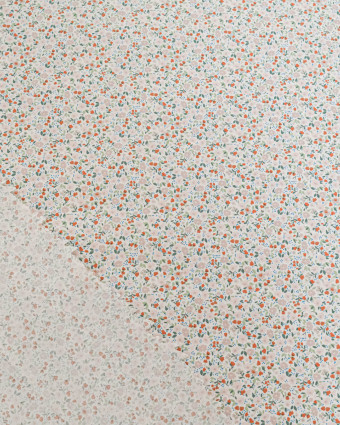 Popeline de Coton Imprimée Fleurs Taupe  - Mercerine