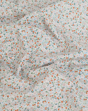 Popeline de Coton Imprimée Fleurs Taupe  - Mercerine