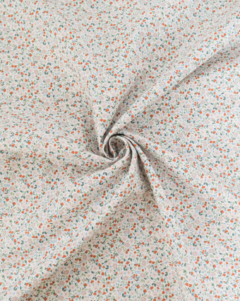 Popeline de Coton Imprimée Fleurs Taupe  - Mercerine