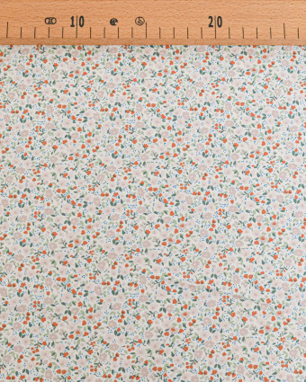 Popeline de Coton Imprimée Fleurs Taupe  - Mercerine