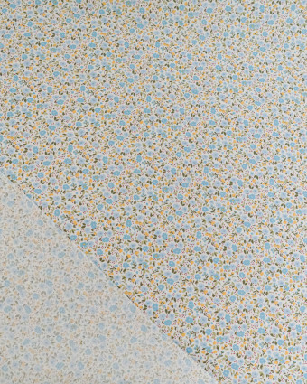 Popeline de Coton Imprimée Fleurs Bleu - Mercerine