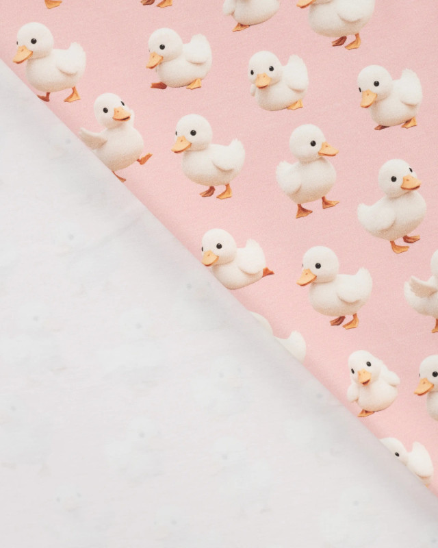 Tissu Jersey Coton Rose Motif Canard - Mercerine