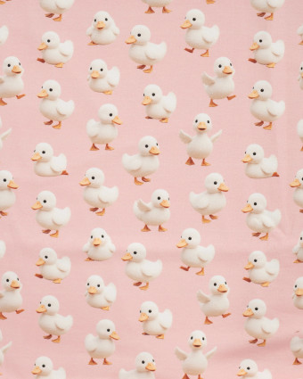 Tissu Jersey Coton Rose Motif Canard - Mercerine