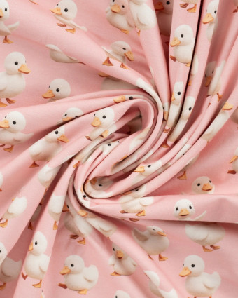 Tissu Jersey Coton Rose Motif Canard - Mercerine