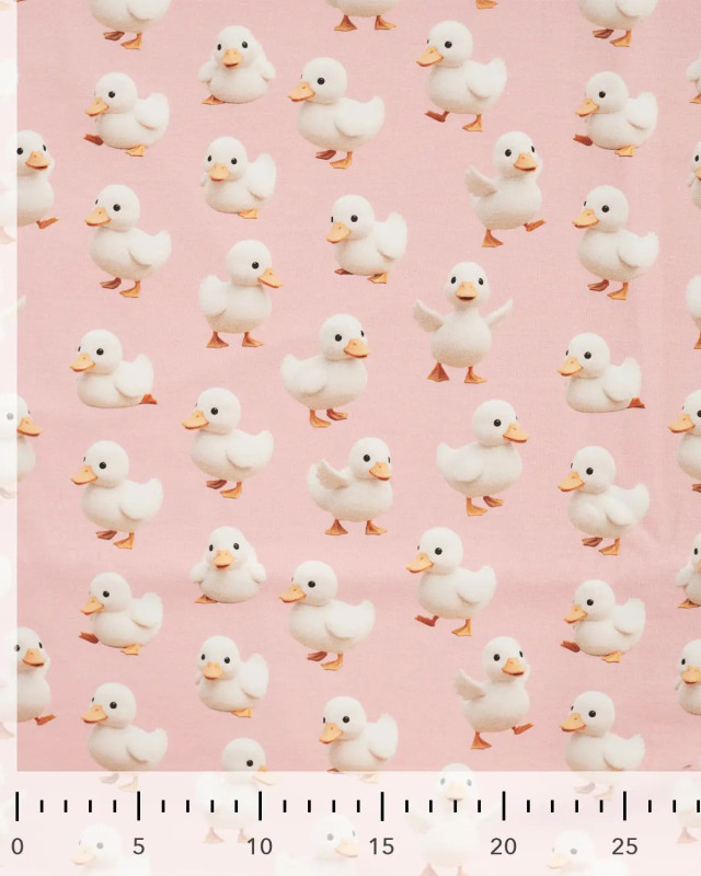 Tissu Jersey Coton Rose Motif Canard - Mercerine