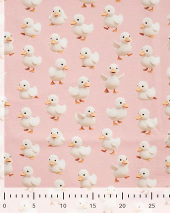 Tissu Jersey Coton Rose Motif Canard - Mercerine