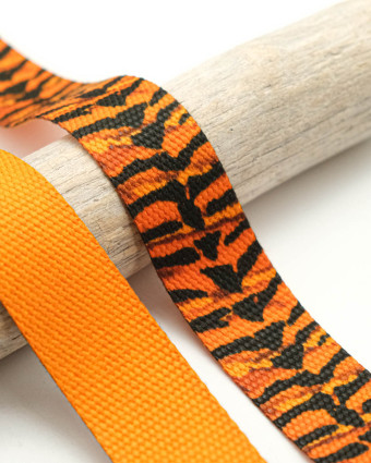 Sangle Fantaisie Motif Tigre Orange - Mercerine