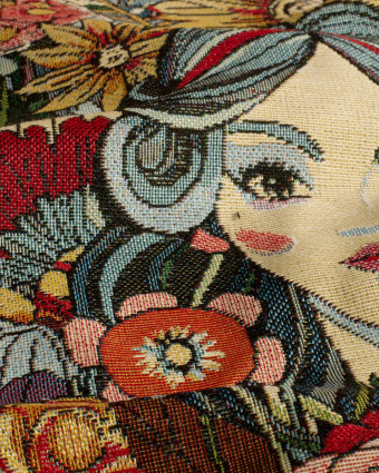 Tissu Jacquard Gobelin Motif Visage Fleuri  - Mercerine