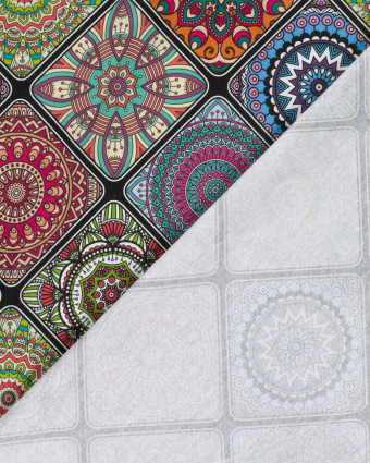 Tissu Coton Epais Panama Imprimé Numérique Mandalas Multicolores - Mercerine