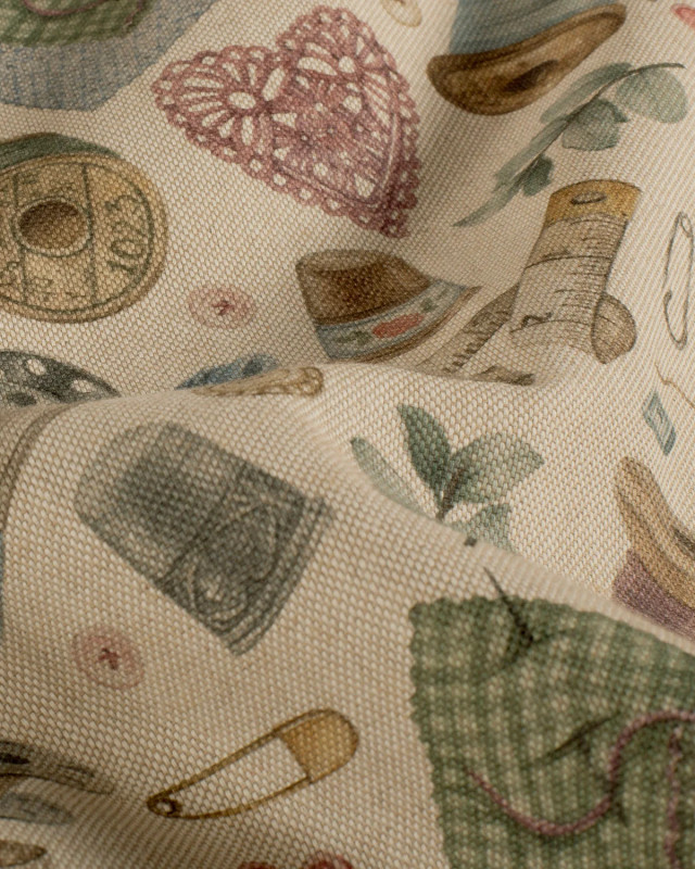 Tissu Effet Lin Imprimé Numérique Accessoires de Couture - Mercerine