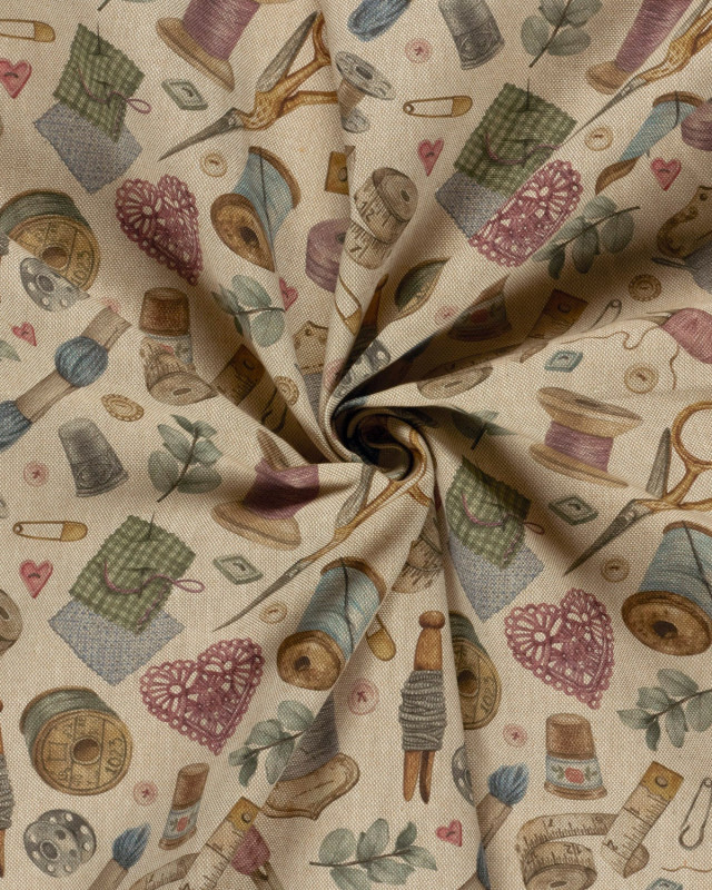 Tissu Effet Lin Imprimé Numérique Accessoires de Couture - Mercerine