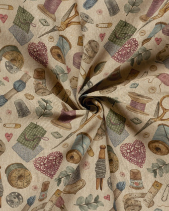Tissu Effet Lin Imprimé Numérique Accessoires de Couture - Mercerine