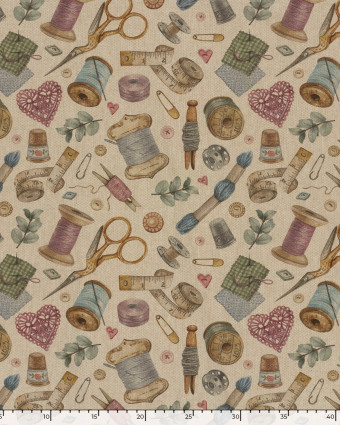 Tissu Effet Lin Imprimé Numérique Accessoires de Couture - Mercerine