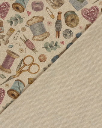 Tissu Effet Lin Imprimé Numérique Accessoires de Couture - Mercerine