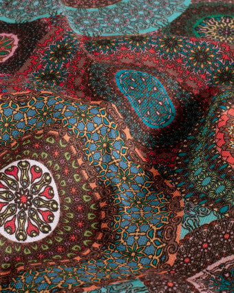 Tissu Coton Epais Panama Imprimé Numérique Mandalas - Mercerine
