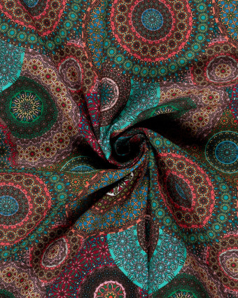 Tissu Coton Epais Panama Imprimé Numérique Mandalas - Mercerine