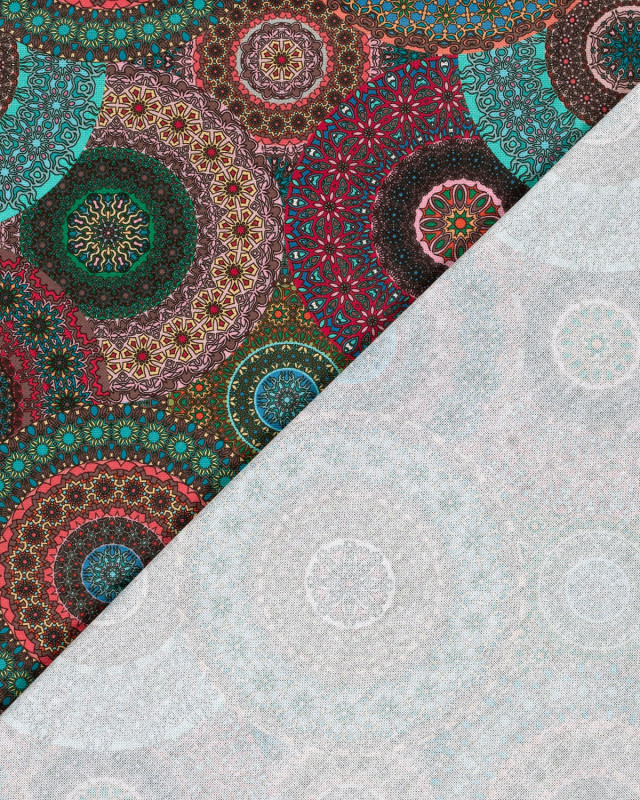 Tissu Coton Epais Panama Imprimé Numérique Mandalas - Mercerine