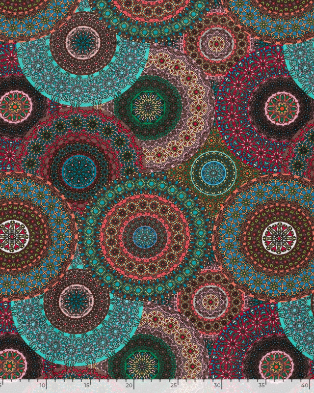 Tissu Coton Epais Panama Imprimé Numérique Mandalas - Mercerine