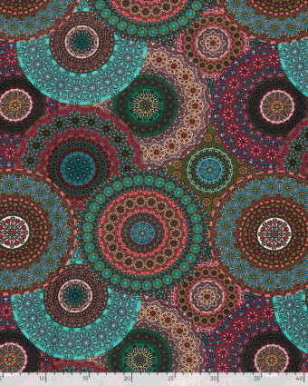 Tissu Coton Epais Panama Imprimé Numérique Mandalas - Mercerine
