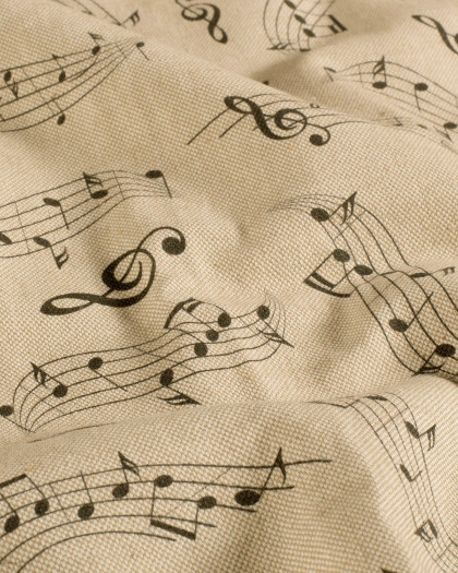 Tissu Effet Lin Imprimé Numérique Notes de Musique - Mercerine