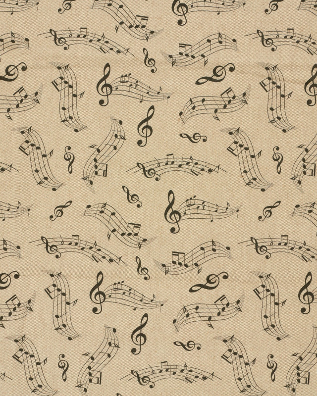 Tissu Effet Lin Imprimé Numérique Notes de Musique - Mercerine