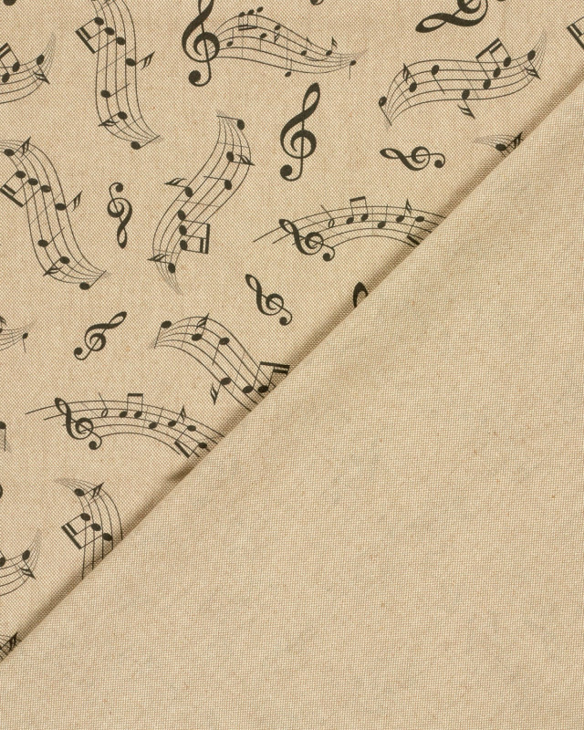 Tissu Effet Lin Imprimé Numérique Notes de Musique - Mercerine