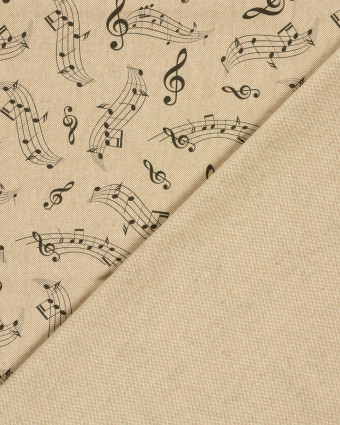 Tissu Effet Lin Imprimé Numérique Notes de Musique - Mercerine