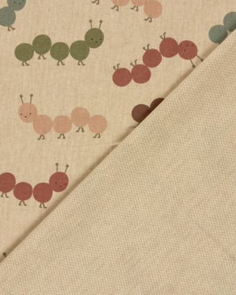 Tissu Effet Lin Imprimé Numérique Petites Chenilles Multicolores - Mercerine