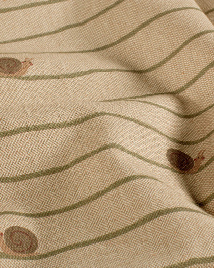Tissu Effet Lin Imprimé Numérique Petits Escargots  - Mercerine