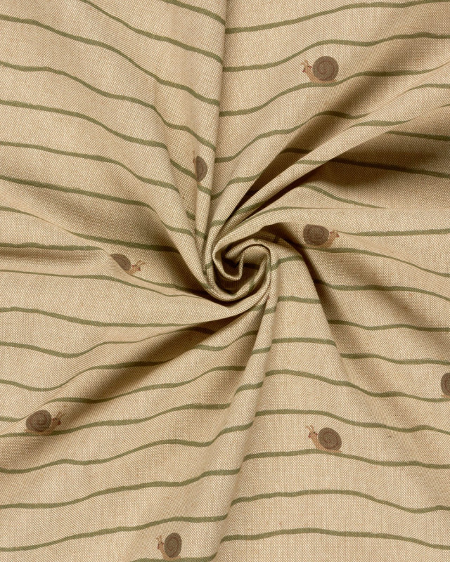 Tissu Effet Lin Imprimé Numérique Petits Escargots  - Mercerine