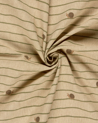 Tissu Effet Lin Imprimé Numérique Petits Escargots  - Mercerine